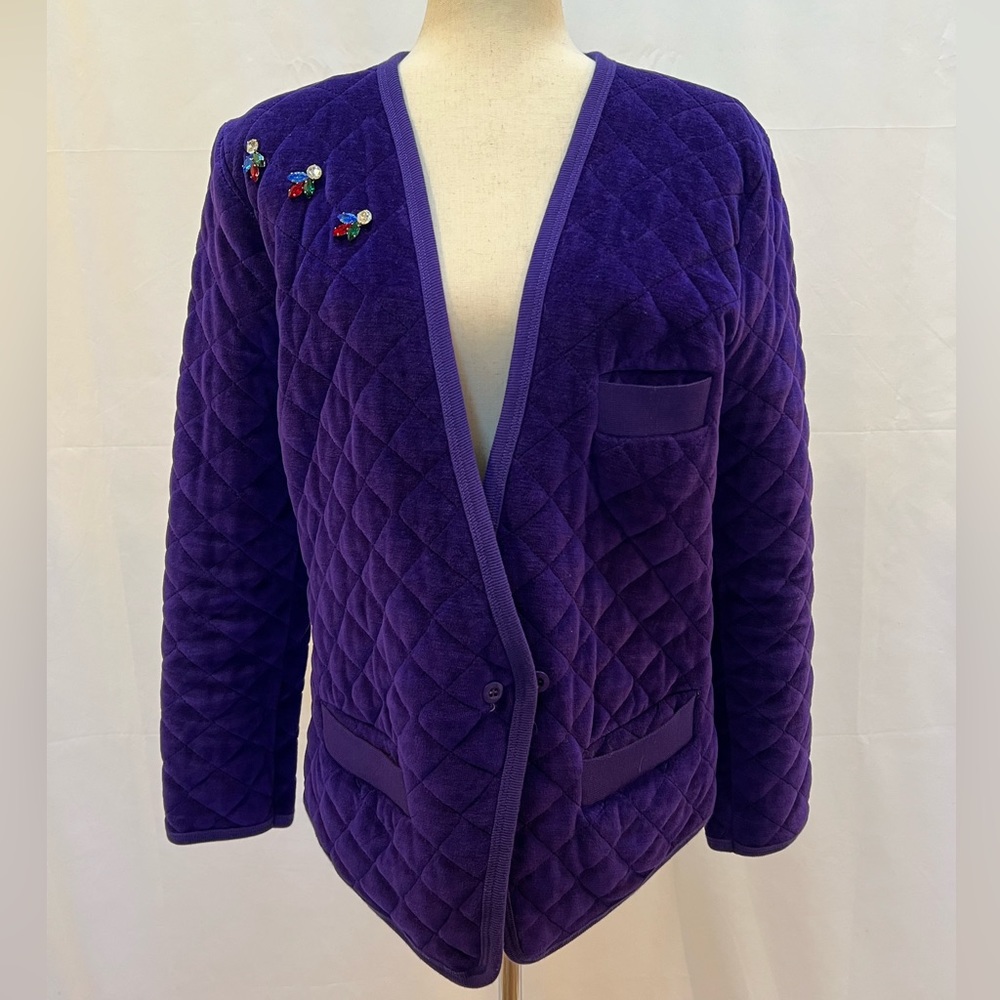 Vintage 80’s Sonia Rykiel quilted velvet blazer size L